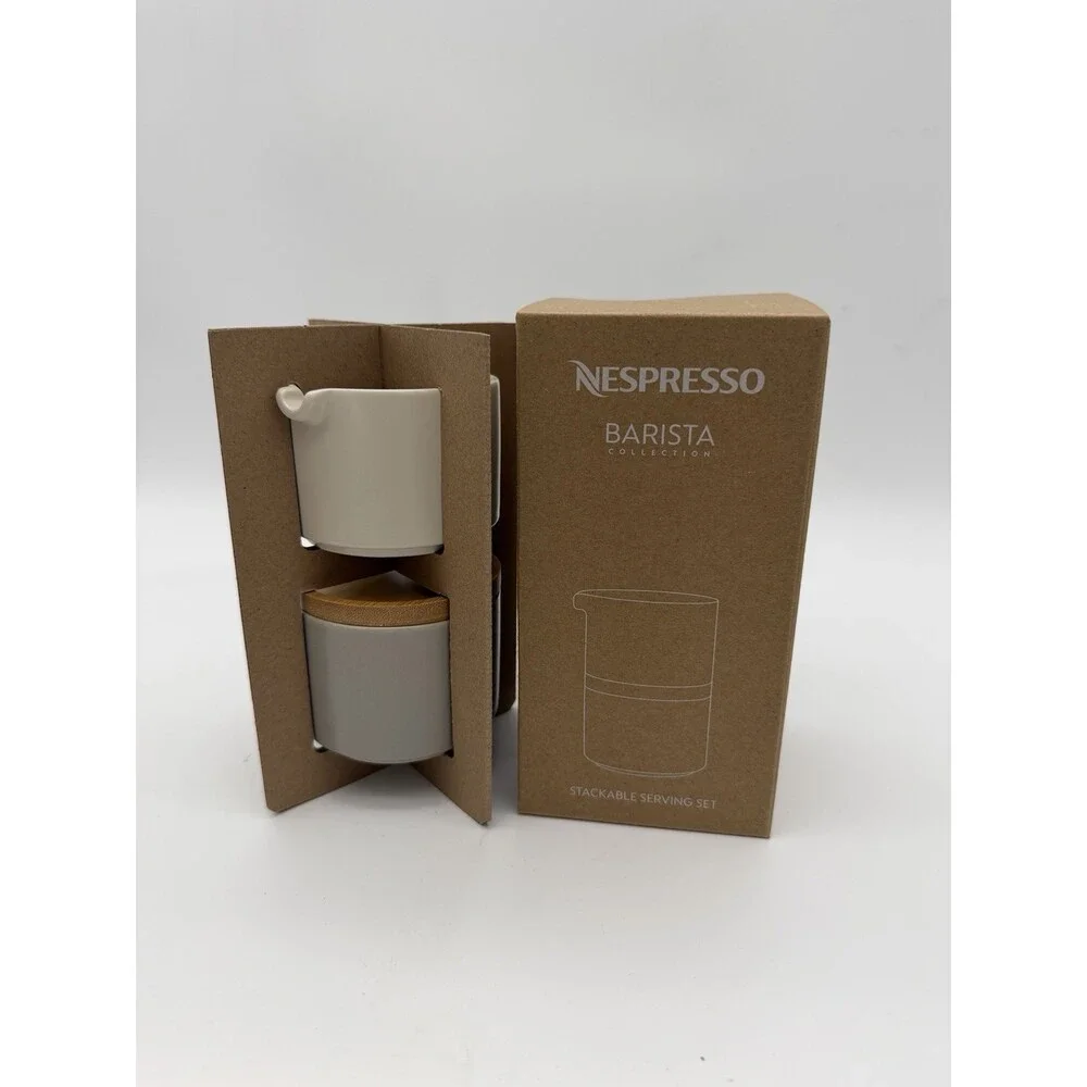 Nespresso Barista Collection Stackable Serving Sugar & Creamer Set New